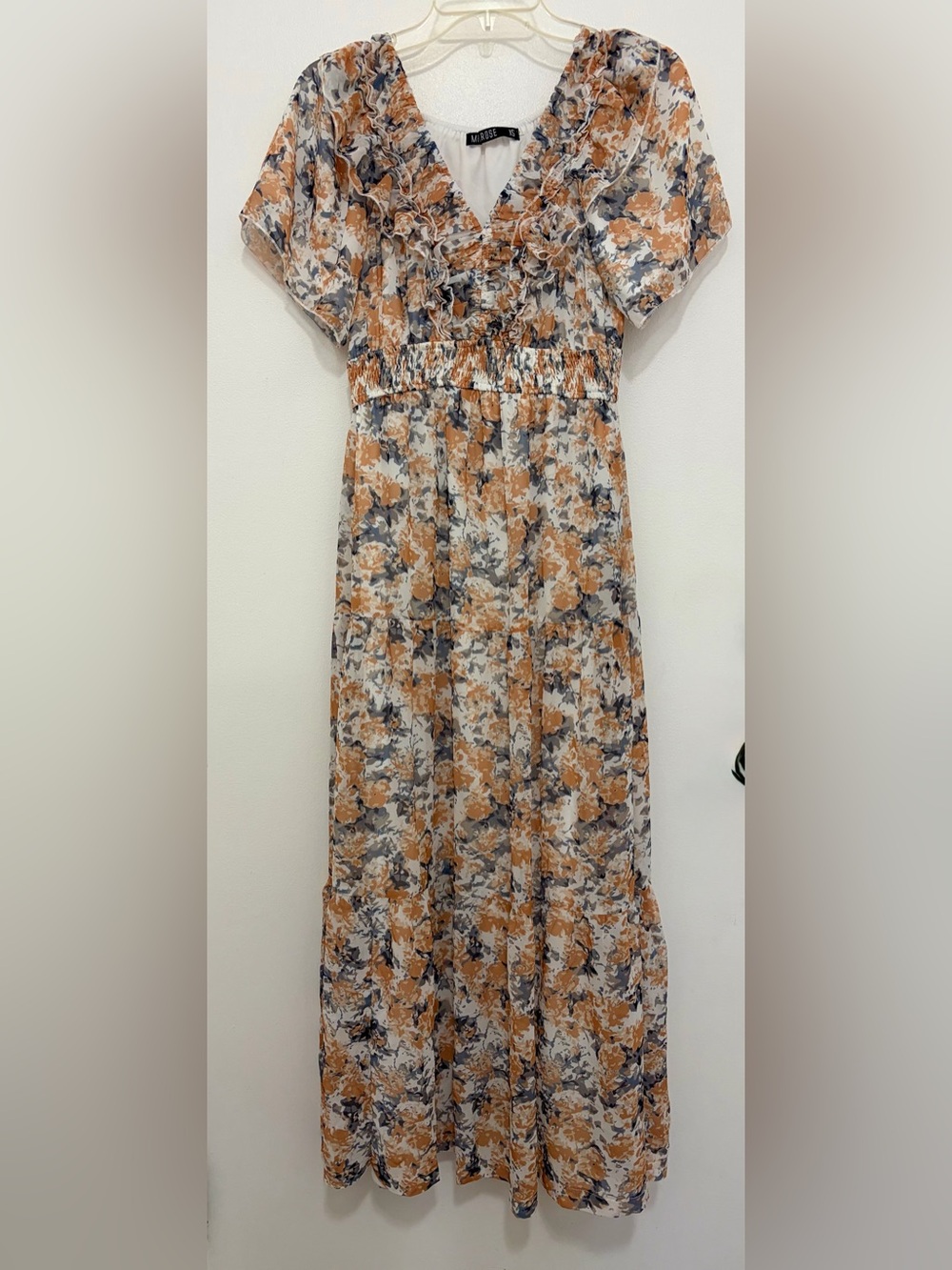 Mikarose Mustard and Gray Floral Maxi Dress